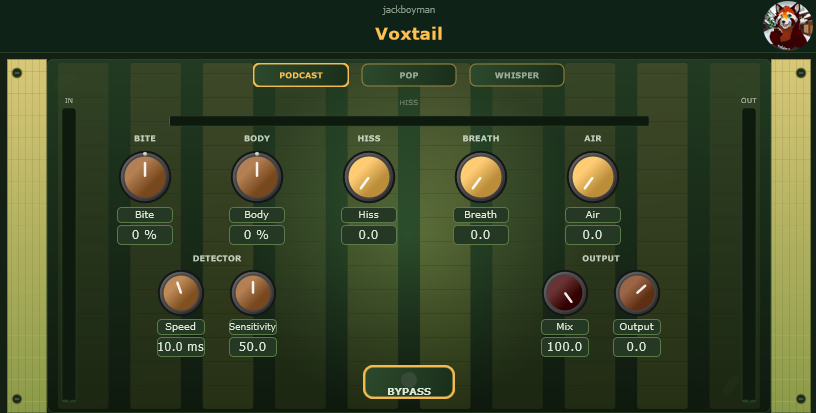 Voxtail VST3 vocal plugin screenshot